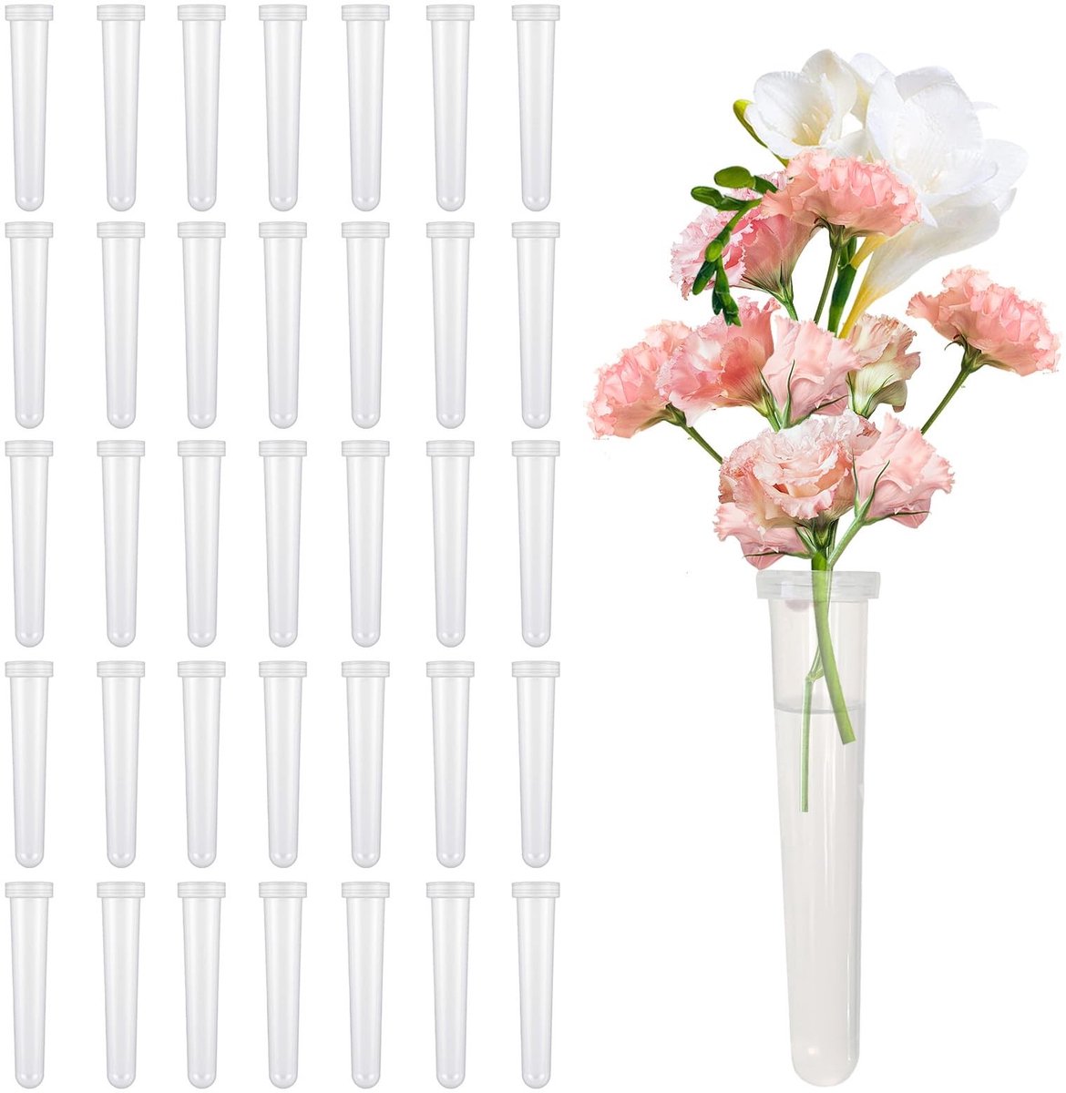 Solidchoice - Set van 8 Transparante Bloemenbuisjes met Deksel
