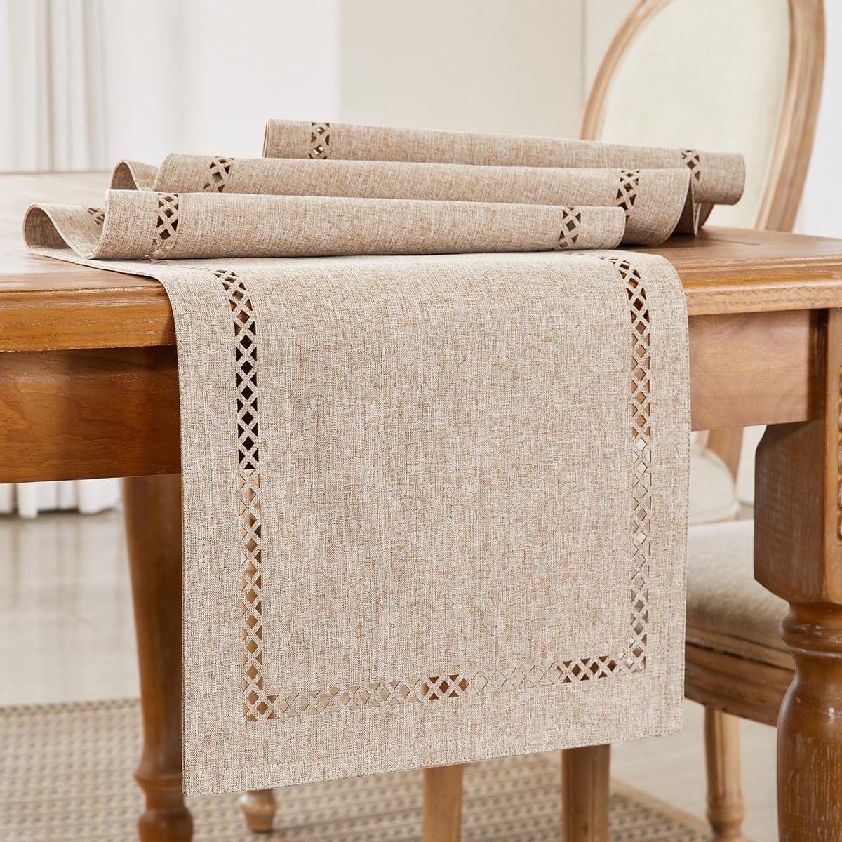 Solidchoice - Tafel Runner - Boho Geometrisch Ajour Design, Wasbaar en Duurzaam