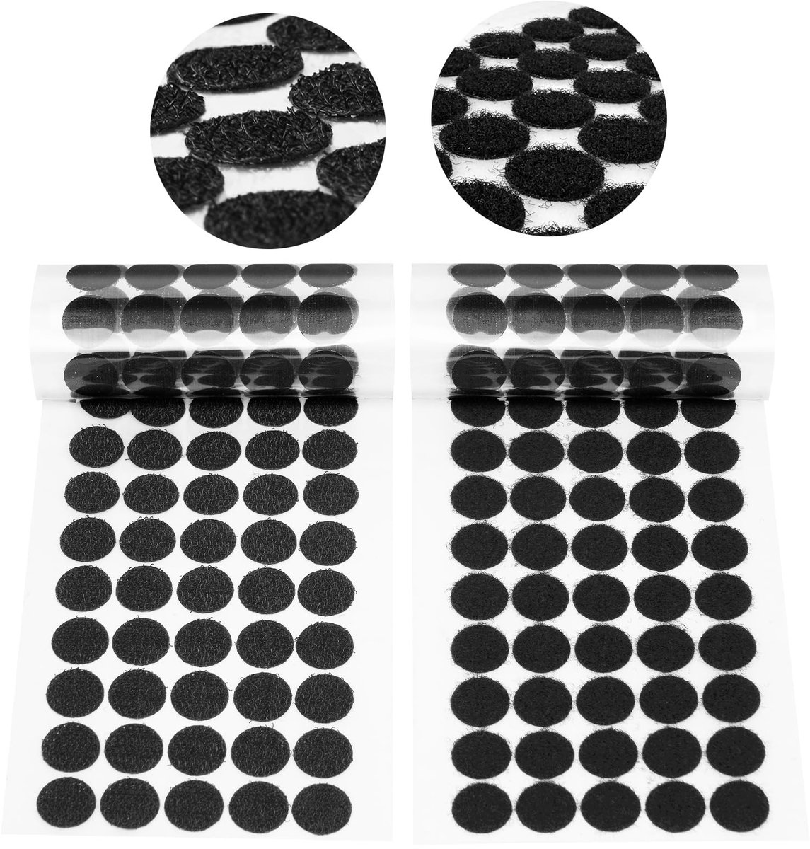 Solidchoice - Ronde Klittenbandstickers, 510 Paar Dubbelzijdig Plakband, Zwart