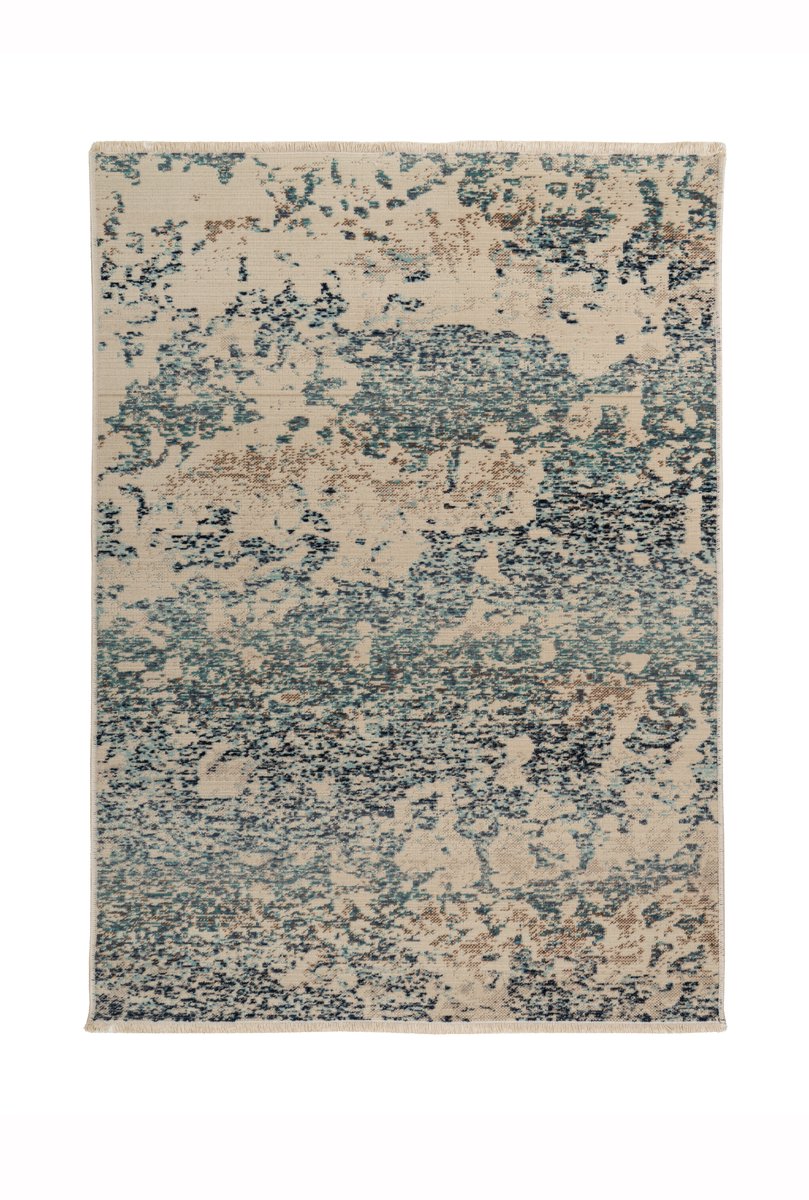 Padiro laagpolig vloerkleed 160 x 230 cm - blauw - modern abstract design - geschikt voor vloerverwarming - van polypropyleen