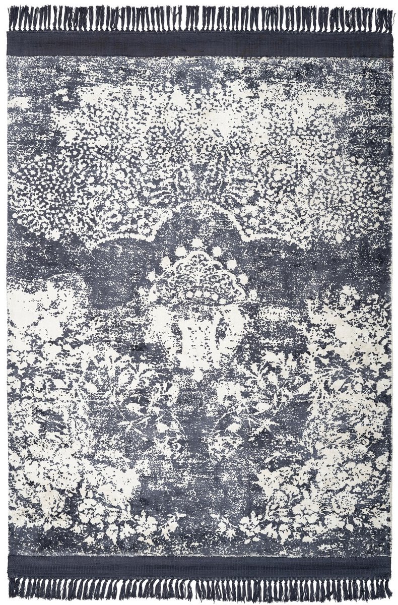 Padiro laagpolig vloerkleed 120 x 170 cm - paars - oosters vintage patroon - met franjes - geschikt voor vloerverwarming - van viscose