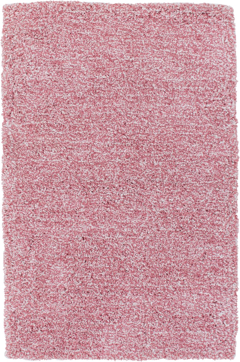 Padiro hoogpolig shaggy vloerkleed 120 x 170 cm - crème / poederroze - modern effen design - van polyester en katoen