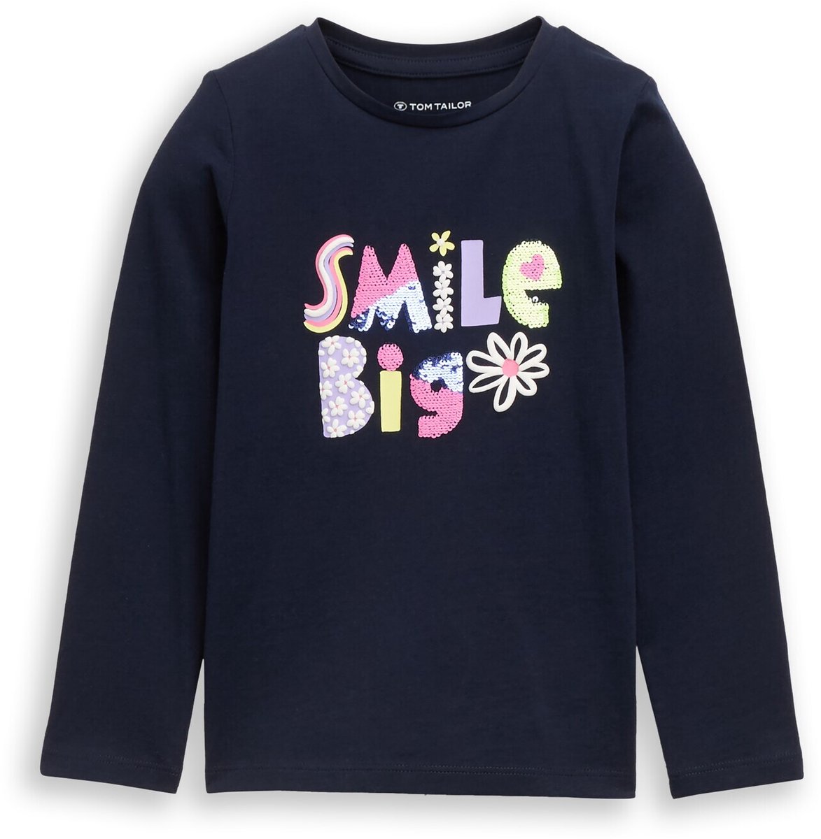 Tom Tailor - T-shirt met lange mouwen en omkeerbare pailletten - Maat 128/134 - sky captain blue