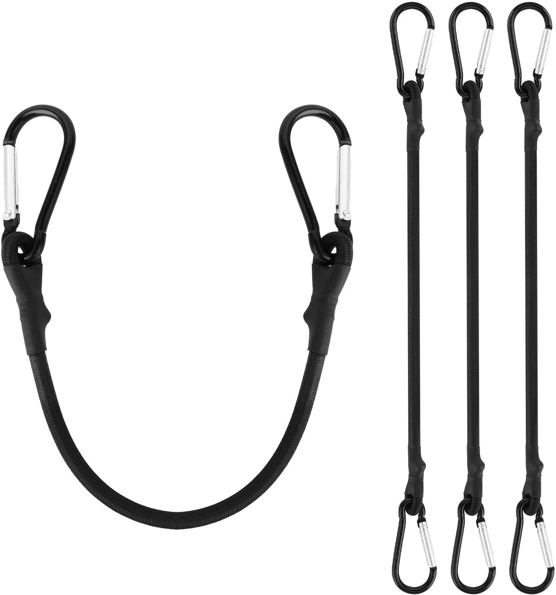 Solidchoice - Set van 4 Elastische Bungee Riemen met Carabiners