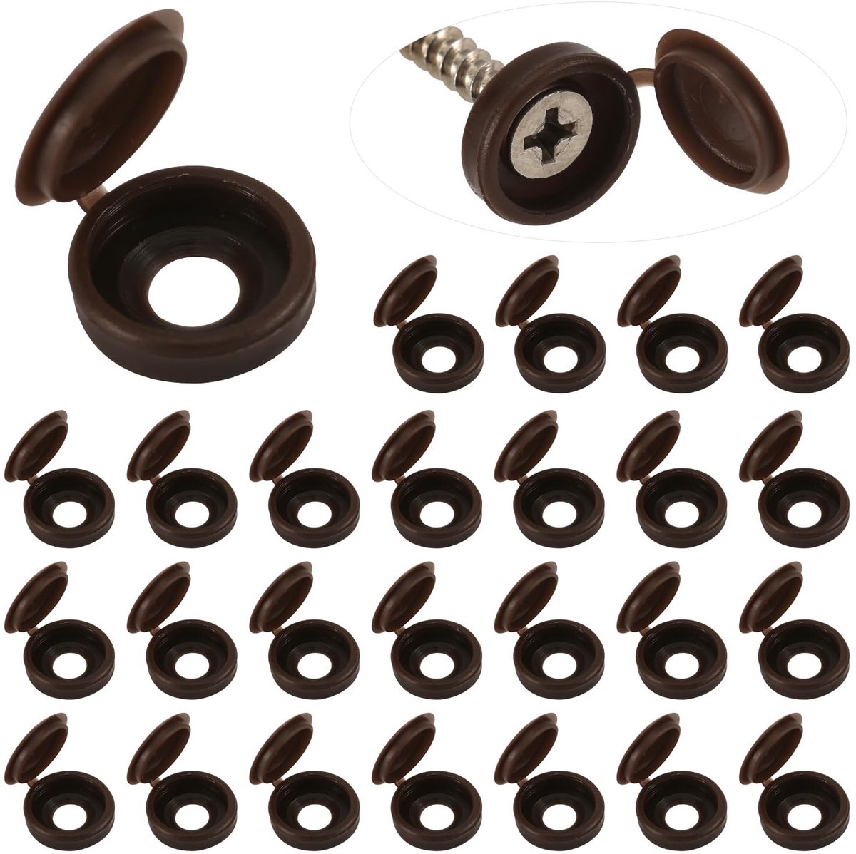 Solidchoice - 100 Stukjes Donkerbruine Plastic Schroefdeksels - Bescherming voor Schroefkoppen