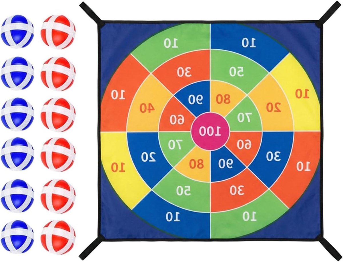Trampoline Dartbord Spel - Gezelschapsspel Werpspel - Actieve Spelpret - Zachte Pluche Darts - 74x74cm - Meerdere kleuren