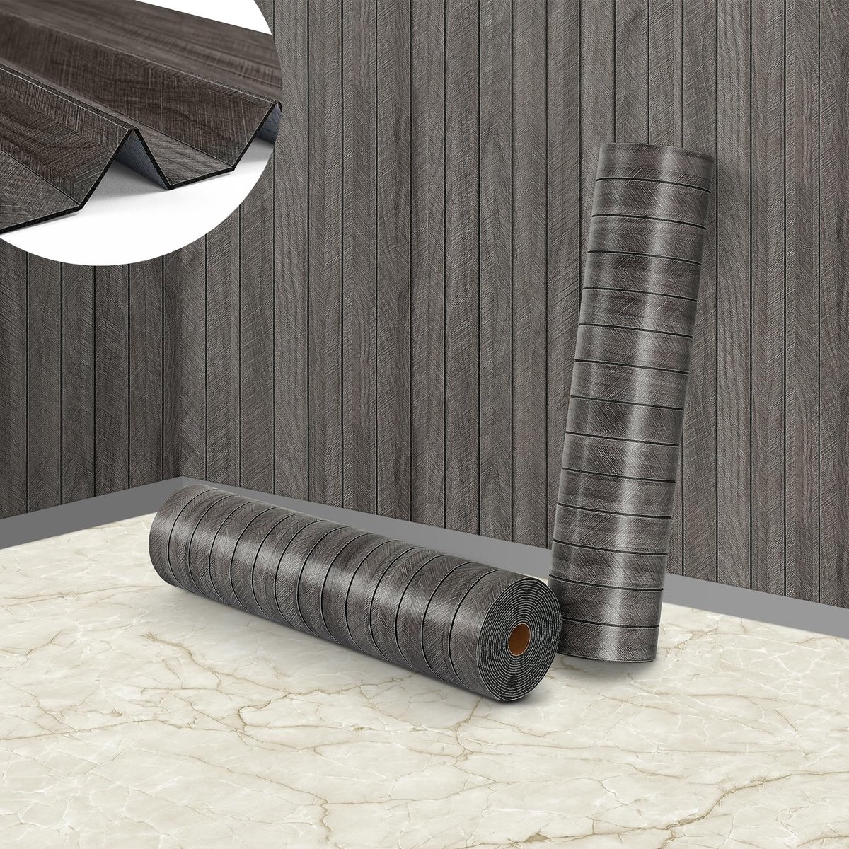 Solidchoice - Grijs Houtlook Behang - Zelfklevende Folie voor Meubels 60CMx5M