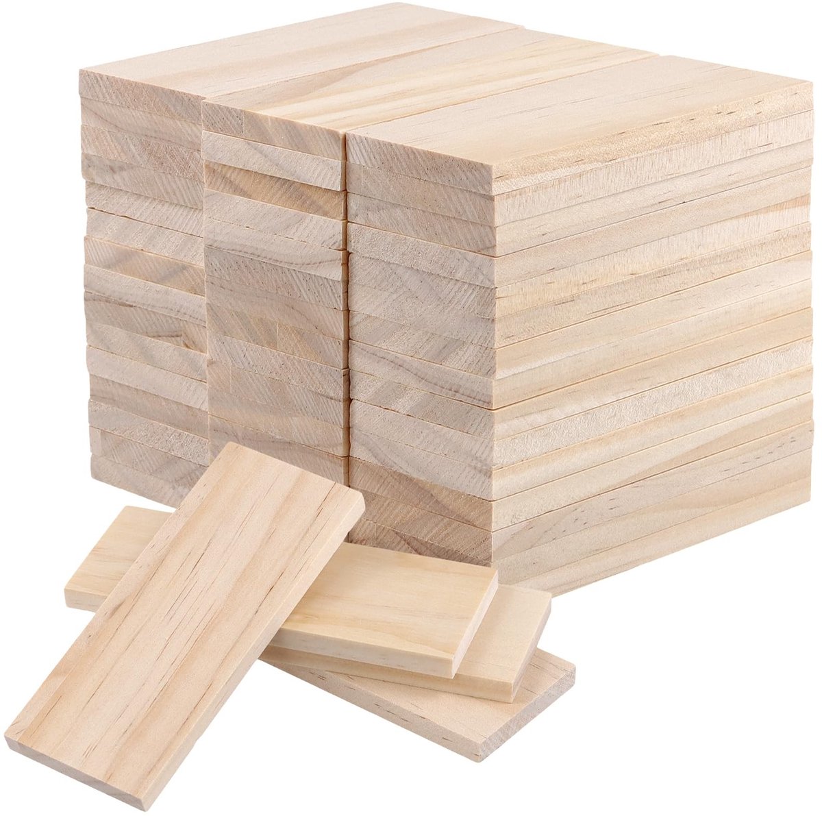 Solidchoice - Houten Knutselblokken Set van 50 - Onbehandeld Grenenhout voor Creatieve Projecten