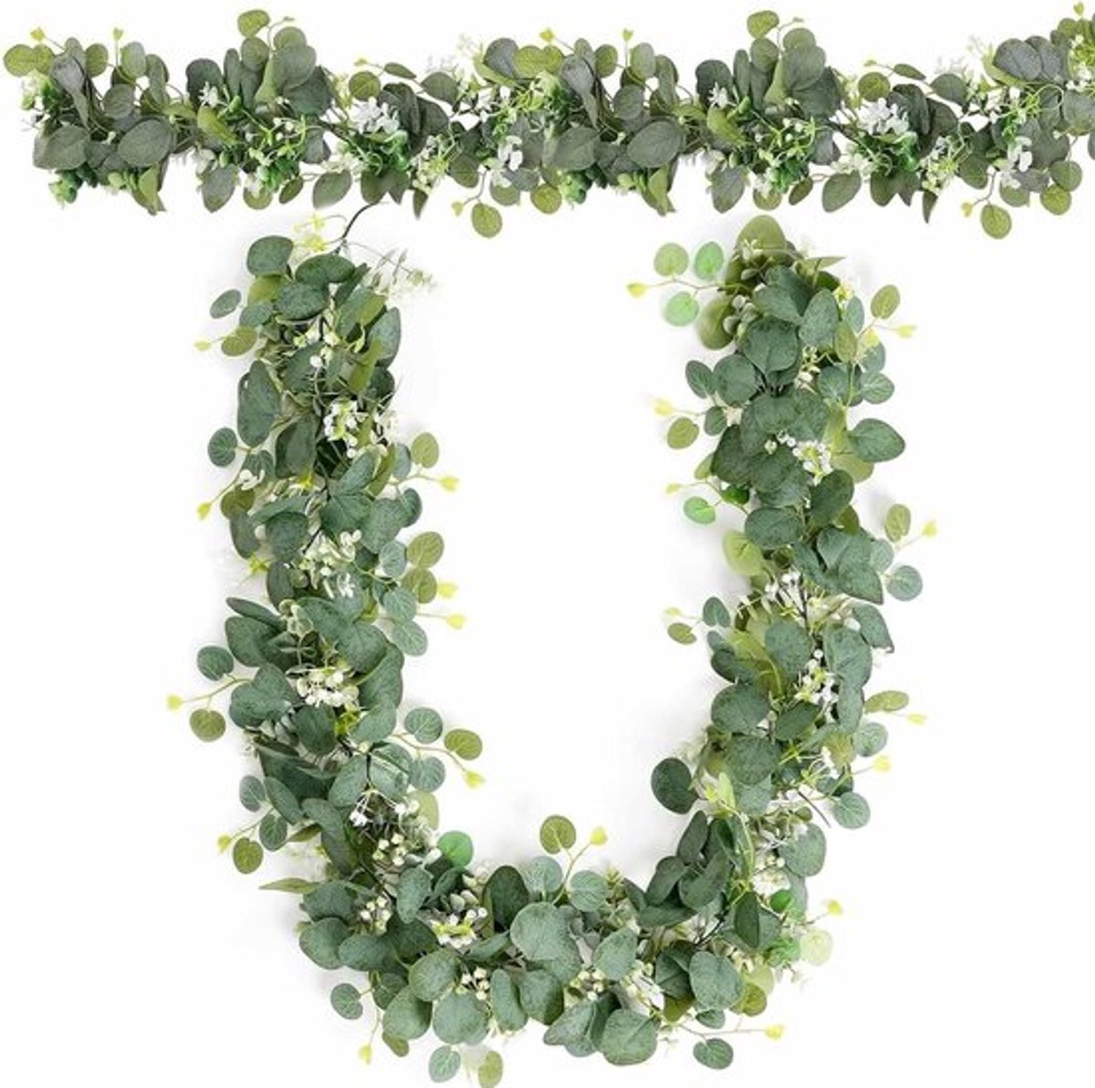 Eucalyptus slinger set van 2 stuks - Kunstplant decoratie voor binnen en buiten, ideaal voor feesten en evenementen