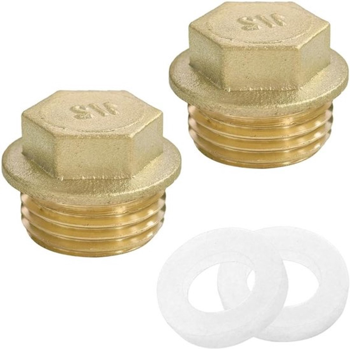 2 Stuks Messing Blindpluggen 1/2" met Draad en Rubber Ring voor Tuin en Binnen-Buiten Waterleidingen, Ideaal voor Afsluiting en Waterdichtheid