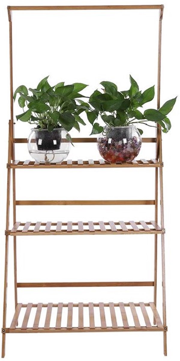 Bloemenrek Houten - Bloemenstandaard - Plantenrek - Opbergrek - 3 Planken - 96x68,5x40cm - Duurzaam en Veilig