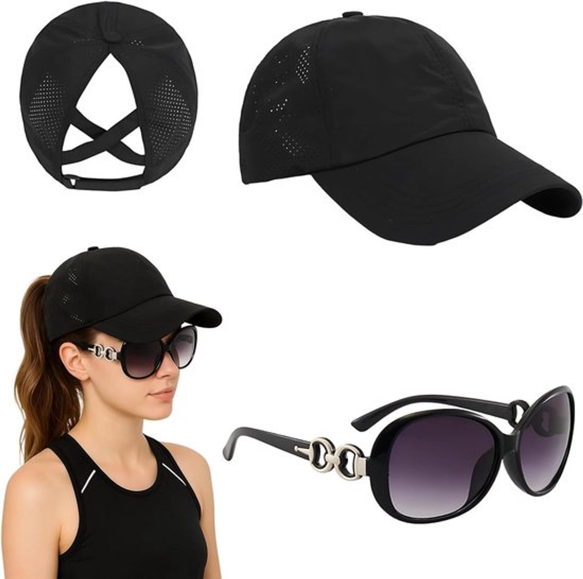 Zomerse Sportieve Zonnevisors voor Vrouwen - Ademend en UV-beschermend - Verstelbaar 56-58 cm - Sneldrogend Nylon Polyester met Paardenstaartopening - Ideaal voor Strand en Buitenactiviteiten