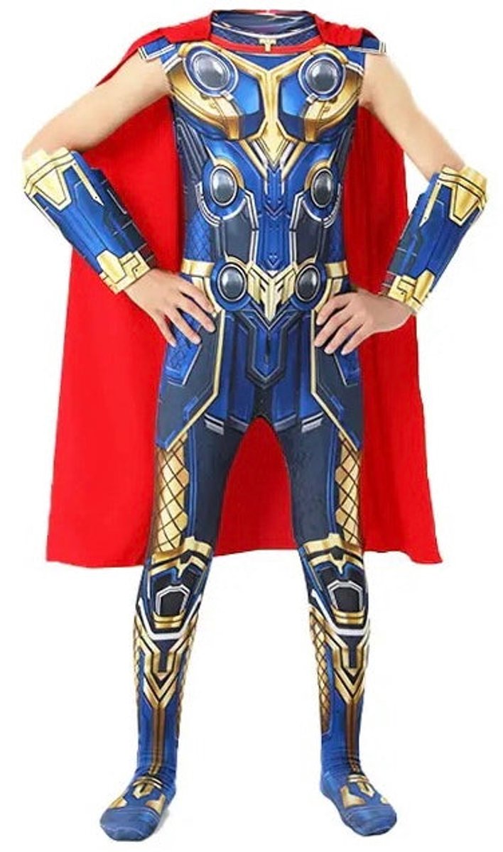 Thor met cape | eindbaas | Kostuum | 110/116 (4/5 Jaar) | Verkleedkleding | Superhelden
