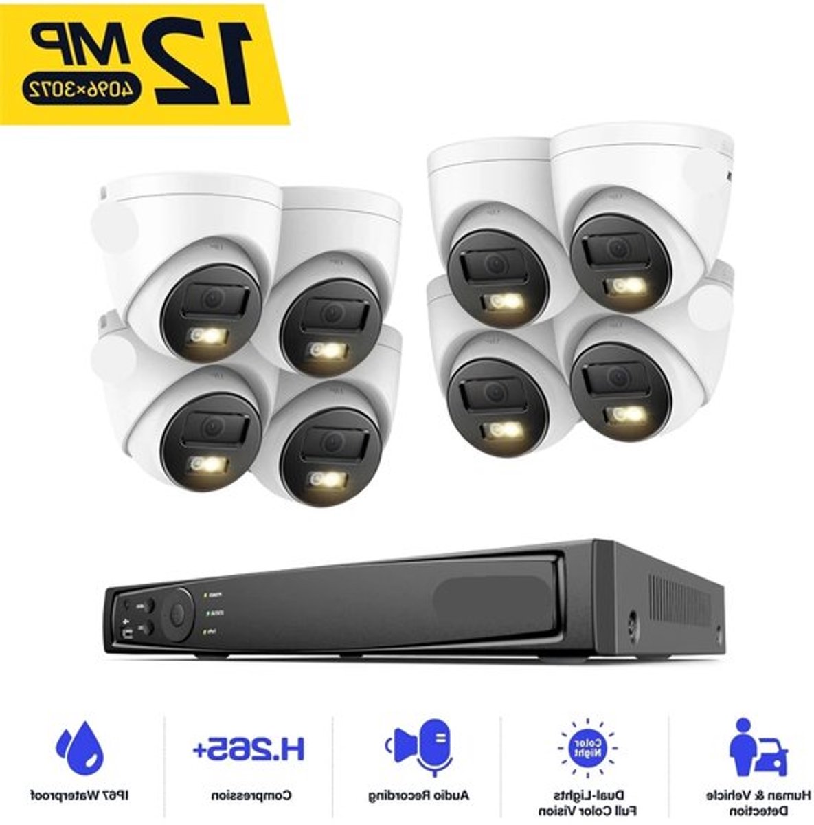 IP-Bewakingscamera – PoE Camera – IP Camera – Beveiligingscamera – Nachtzichtcamera – 12 Megapixel – Bewegingsherkenning