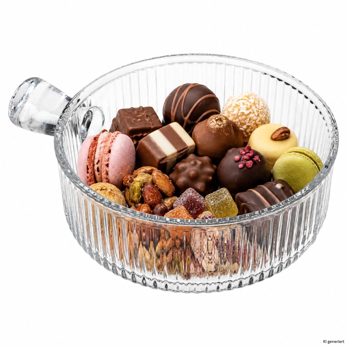 SCHNACK Glazen schaal met handvat en ribbelontwerp – 23468802