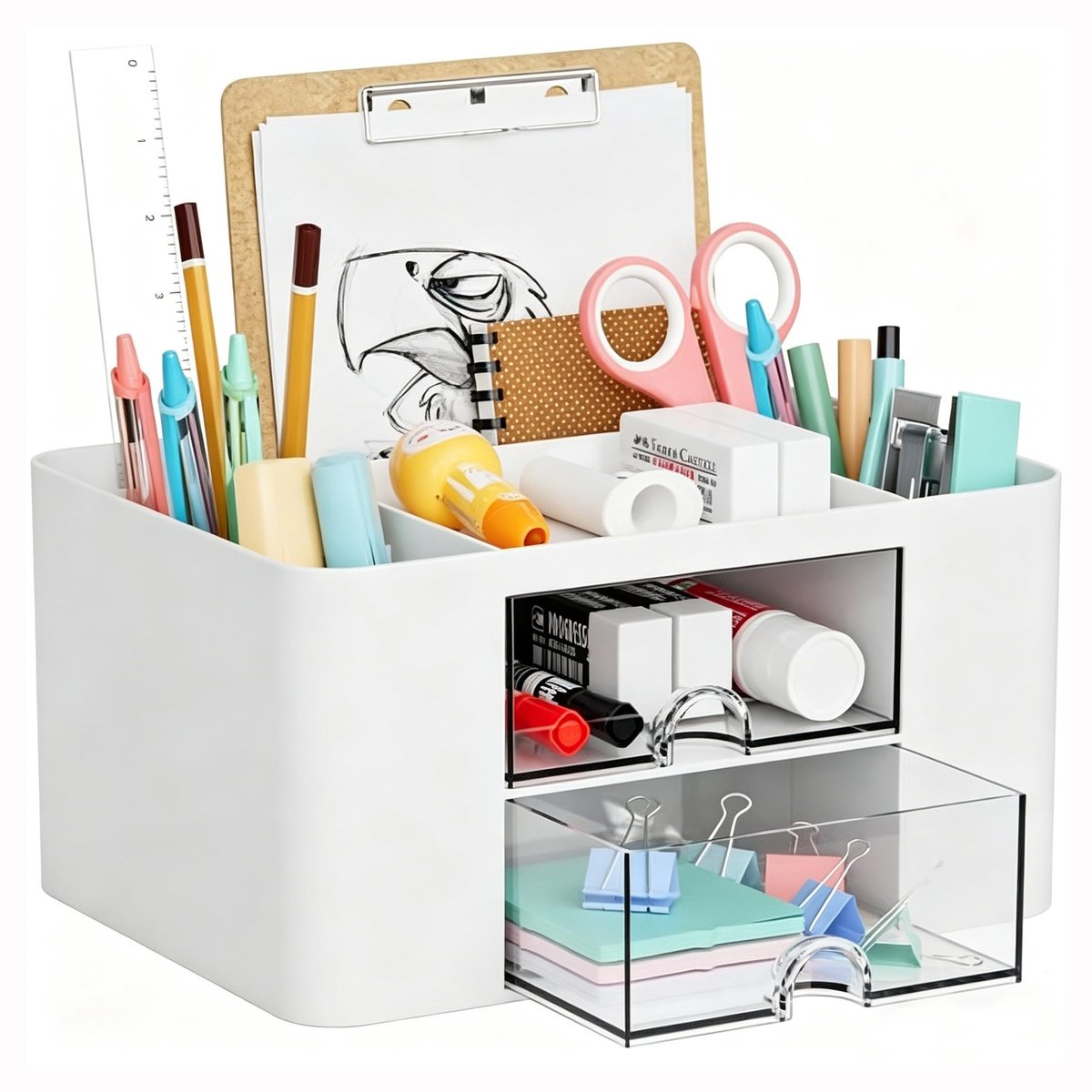 Solidchoice - Desk Organiser met Lades - Multifunctionele Pennenhouder Wit