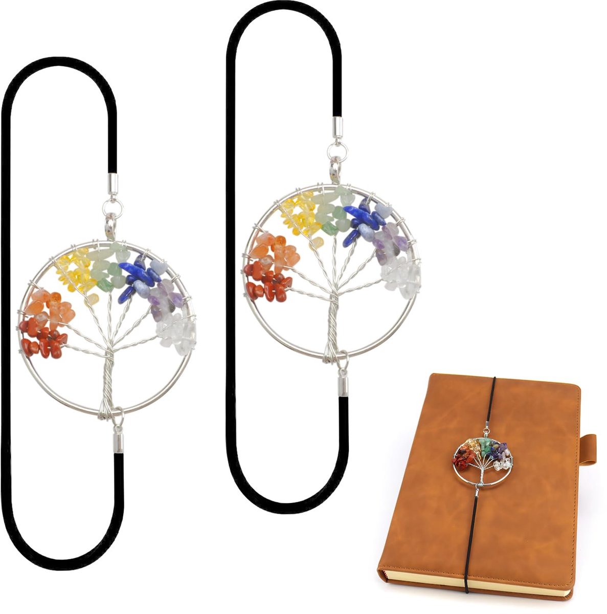 Solidchoice - Set van 2 Elastische Boekenleggers met Levensboom Design