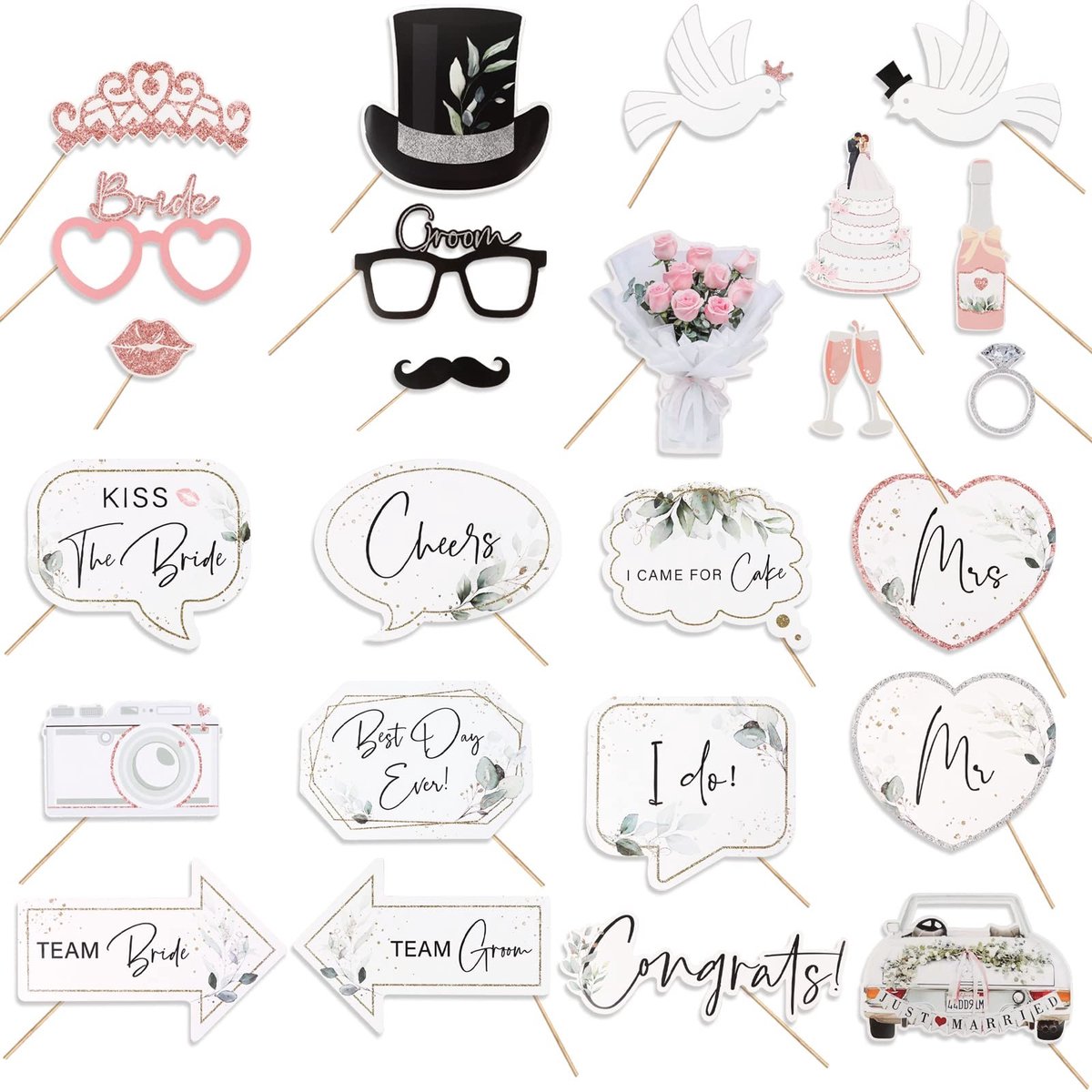 Solidchoice - Set van 25 Fotobooth Props voor Bruiloften en Feesten