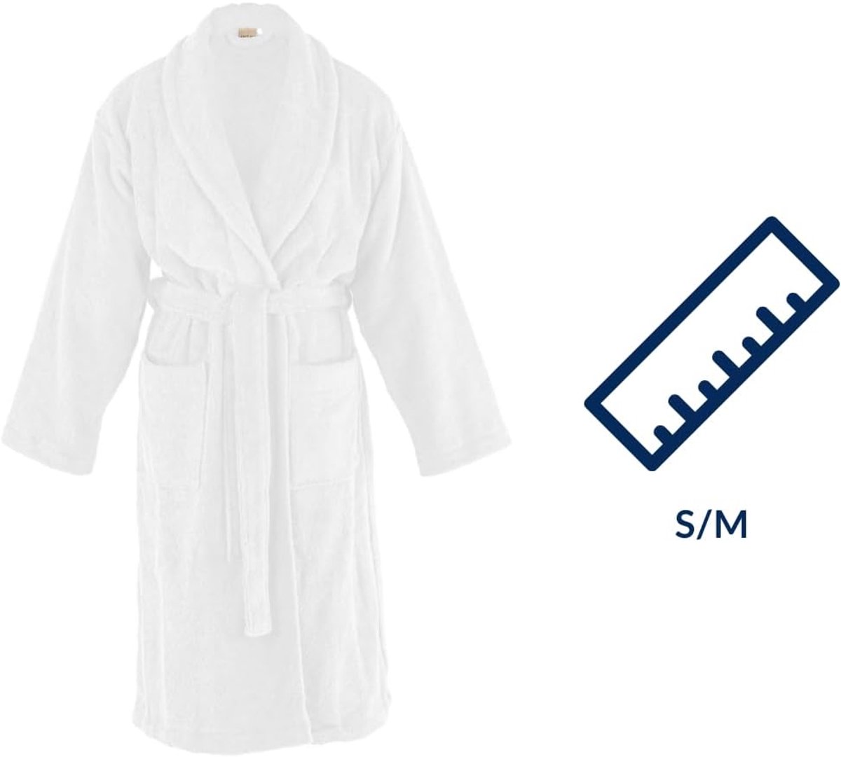 Tiseco Home Studio - Bathrobe DELUX - 100% cotton - 370g/m² - terry - unisex belt and pockets - S/M - Black - ShopVlot