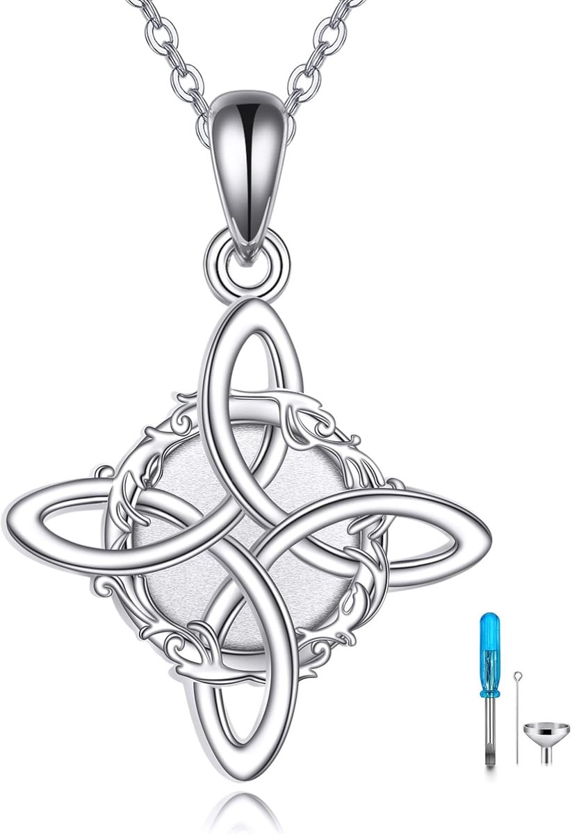 Witches Knot Urn Necklace for Ash Sterling Silver Cremation Pendant Memorial Jewelry Mother's Day Gifts for Women - ShopVlot