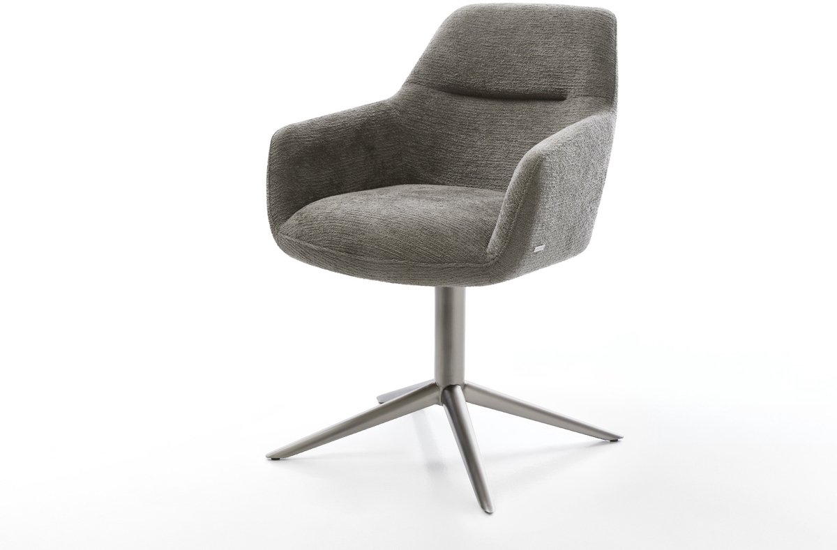 Eetkamerstoel Pejo-Flex kruispoot grafiet bouclé zacht mud 360° draaibaar rocker-functie pocketveer kern