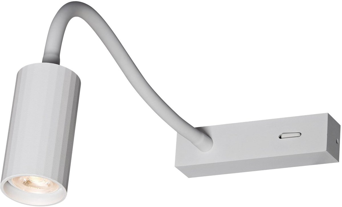 Oryx wandlamp met flexibele arm, MR11-fitting en aan/uit-schakelaar, wit aluminium, IP20, lichtbron niet inbegrepen