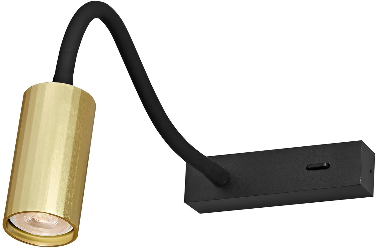 Oryx flexibele wandlamp in zwart en goud, MR11-fitting met aan/uit-schakelaar, lichtbron niet inbegrepen
