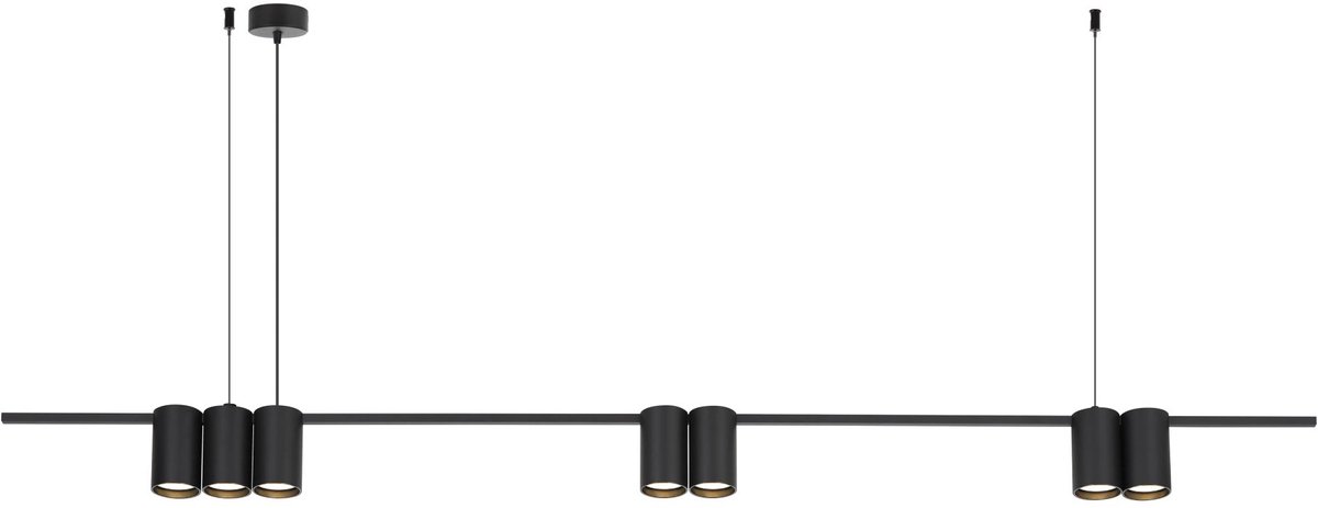 ISE hanglamp, 7x GU10-fitting, zwart, snoerlengte 150 cm, lichtbron niet inbegrepen, Deco-collectie