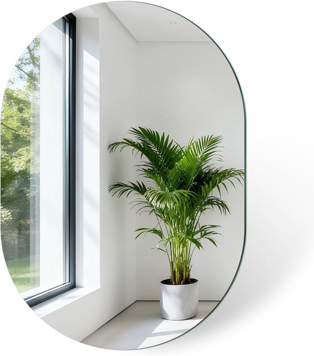 Ovale glazen spiegel 50 x 35 cm - Wanddecoratie, Interieuraccessoire, modern ontwerp