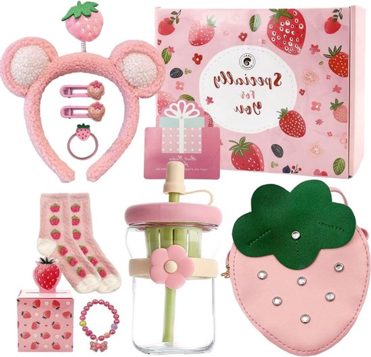 9-delige Water Glazen Aardbeien Cadeauset voor Tuinliefhebbers en Feestjes