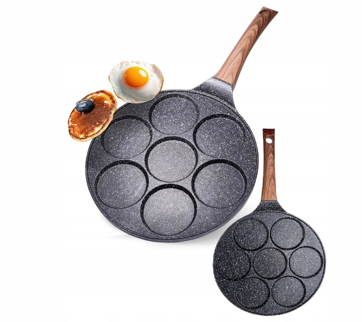 Vilde Granieten Koekenpan met 7 Gaten voor Eieren & Pannenkoeken - 26cm