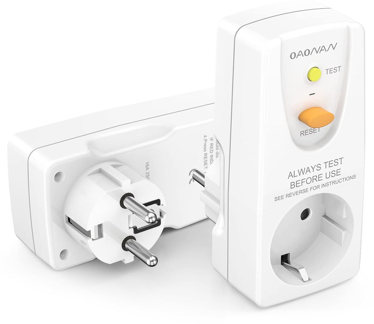 SnelShoppen - RCD Veiligheidsschakelaar 16 AMP RCD Stekker voor Huishoudelijke Apparaten en Gereedschap - Wit