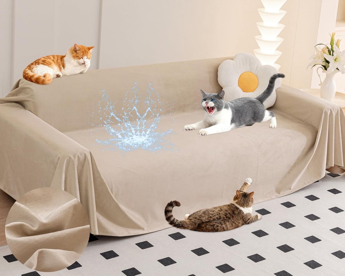 SnelShoppen - Ultra-zachte en beschermende meubelhoezen 300x180cm Lichtbruin, krasbestendig, ideaal voor kinderen en huisdieren, perfect voor elke gel
