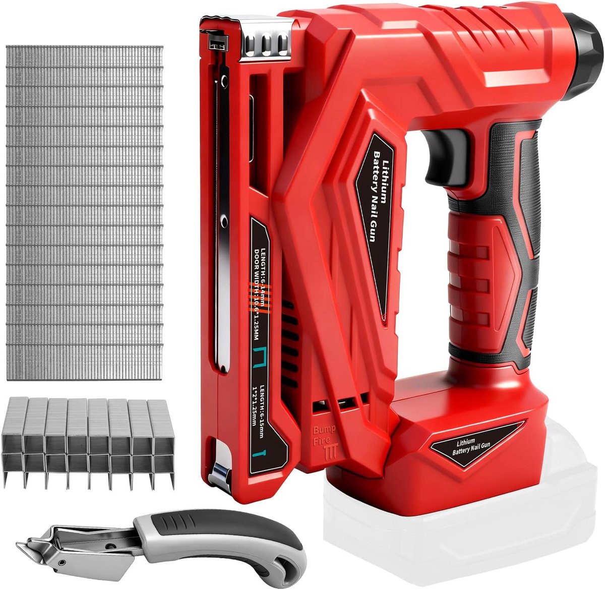 SnelShoppen - Draadloze Accu Spijkerpistool 18V voor 18 GA Spijkers, 150 Schoten/Min, Brushless Stapler met 1000 Spijkers en 1000 Klemmen, Perfect voo