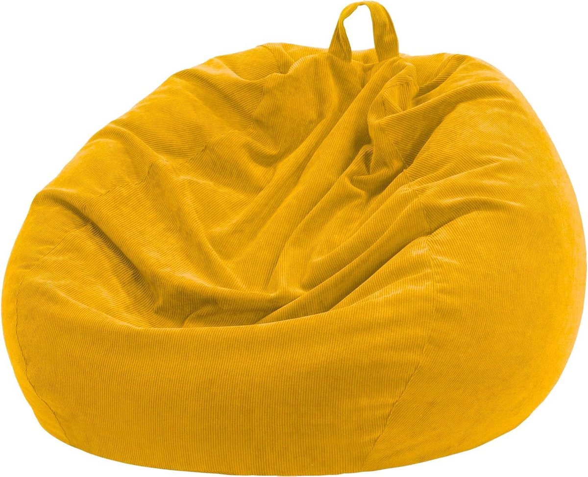 SnelShoppen - Bean Bag Cover 0.9m - Grote Pluche Opberghoes - Wasbaar Corduroy - Donkergelen Relaxstoel voor Volwassenen en Kinderen - Perfect voor Fe
