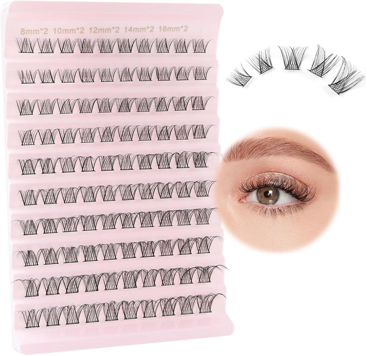 SnelShoppen - Cluster Lashes D Curl Individuele Wimperextensions 8-16mm Gemengde Lengtes Natuurlijke Look Herbruikbare Wimpers met Zachte Band Ideaal