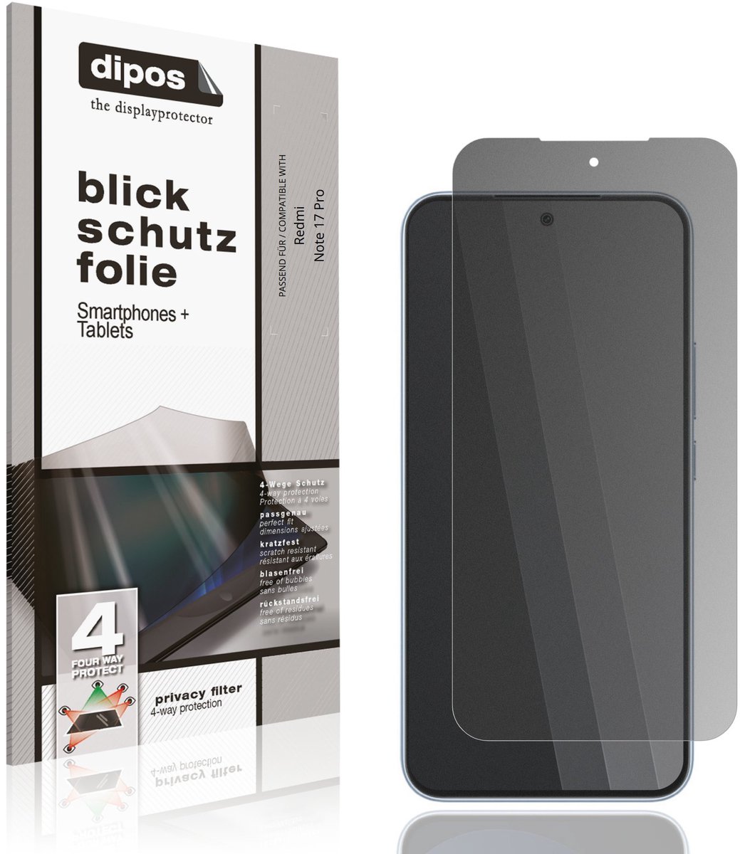 dipos – Matte Privacy Screenprotector geschikt voor Redmi Note 17 Pro | Anti-Spy Beschermfolie