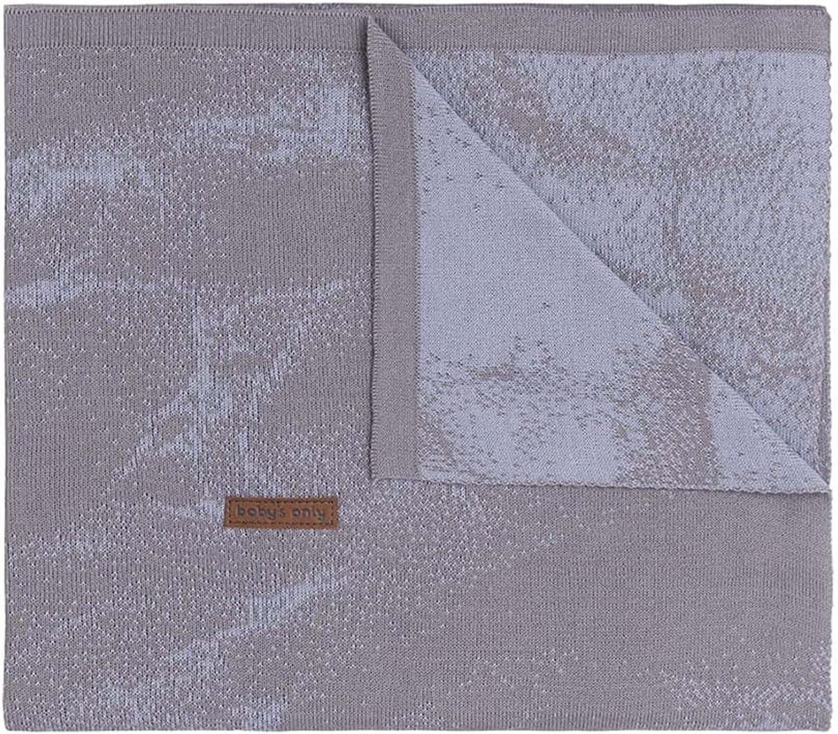 SnelShoppen - Gebreide Babydeken - Katoenen Baby Deken Marble - 70x95 cm & 100x135 cm - Koel Grijs/Lila - Zacht & Comfortabel voor Wieg en Ledikant