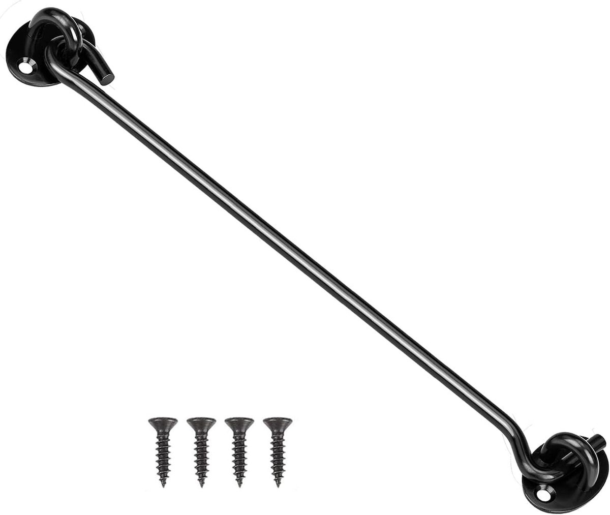 SnelShoppen - Barn Door Hook Lock - Zwart 30cm - Deurhaak en Oogvergrendeling voor Schuifdeuren, Tuindeuren, Slaapkamer, Badkamer, Garages en Schuren