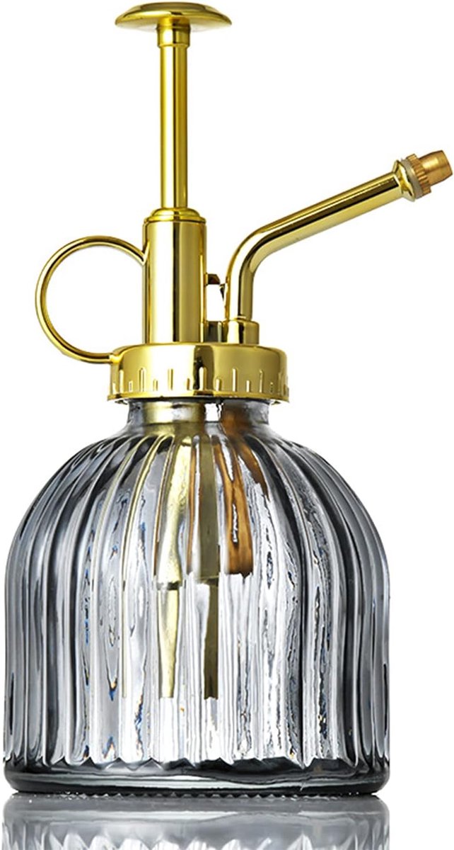 SnelShoppen - 200ML Glazen Sprayfles - Vintage Plantenspuit Mister - Decoratieve Spritzer voor Binnen & Buiten - Grijze Waterkan voor Planten, Koeling