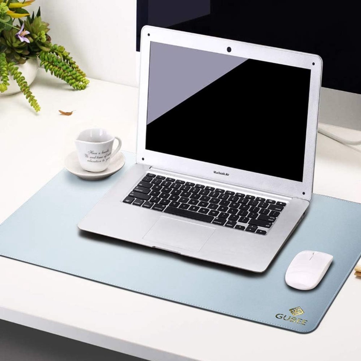 SnelShoppen - GUBEE PU Leer Multifunctionele Bureau Mat, Waterdichte Antislip Muismat met Geavanceerde Zoomrand, Krasbestendig Bureauaccessoire voor K