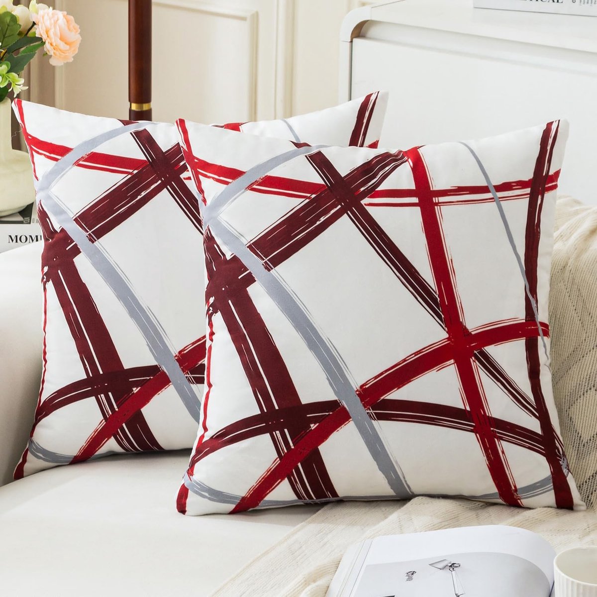SnelShoppen - Set van 2 Geometrische Kussenhoezen 40x40 cm - Zachte Velours Grijs Decoratieve Kussens voor Woonkamer, Sofa, Slaapkamer, Moderne Decora