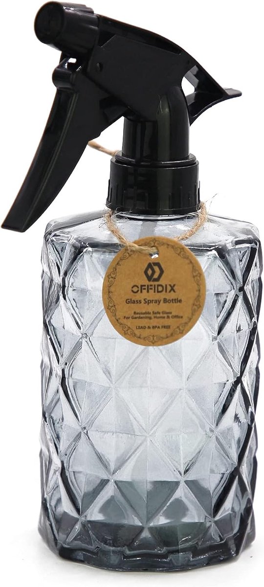 SnelShoppen - Glass Spray Bottle 0.4L - Handdruk Plantenspuit met Fijne Nevel, Verstelbare Düse, Perfect voor Tuinplanten en Schoonmaken - Grijs