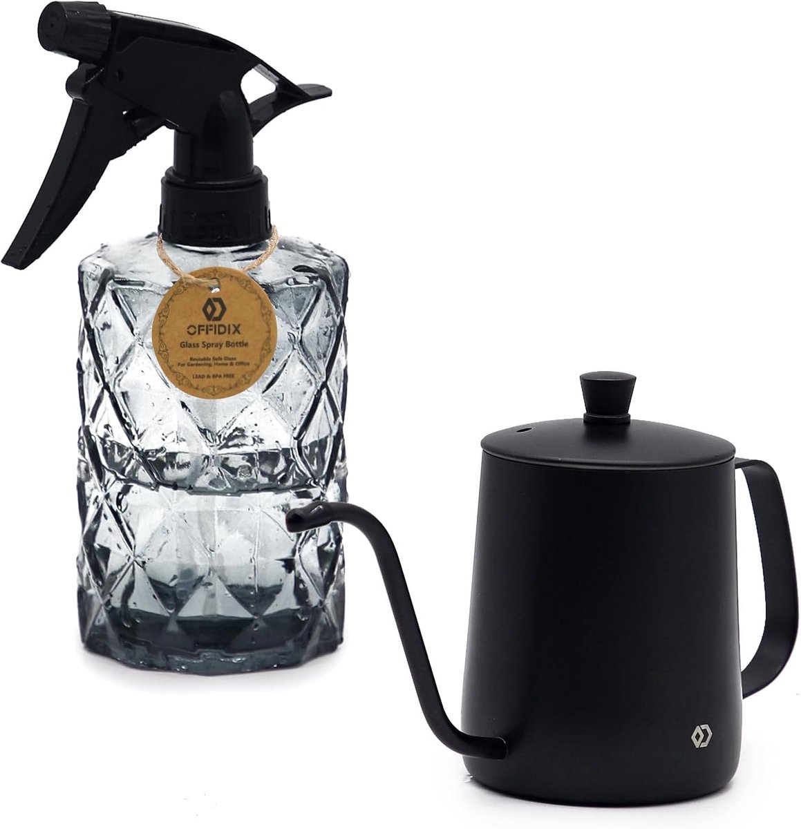 SnelShoppen - Spray Bottle Set van 2 - Plantenmisters voor Binnen en Buiten - Hoogwaardige Glazen en RVS Spuitflessen - Preciese Watergift - Zwart