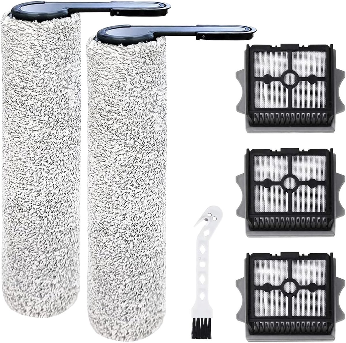 SnelShoppen - 6Pack Rollerborstel en Filters voor Draadloze Stofzuigers - Compatibel met Tineco Floor ONE Stretch S6/S7/S9/i5/i6 - Onderhoudsset voor