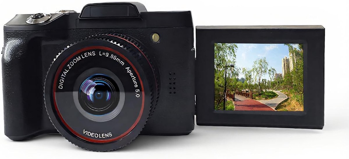 SnelShoppen - Digitale Camera 16MP 1080P Vlog Camera met 16x Zoom, 180° Kantelbaar Scherm, 2.4 Inch TFT LCD, Loop Recording, Ideaal voor Vlogs en Even