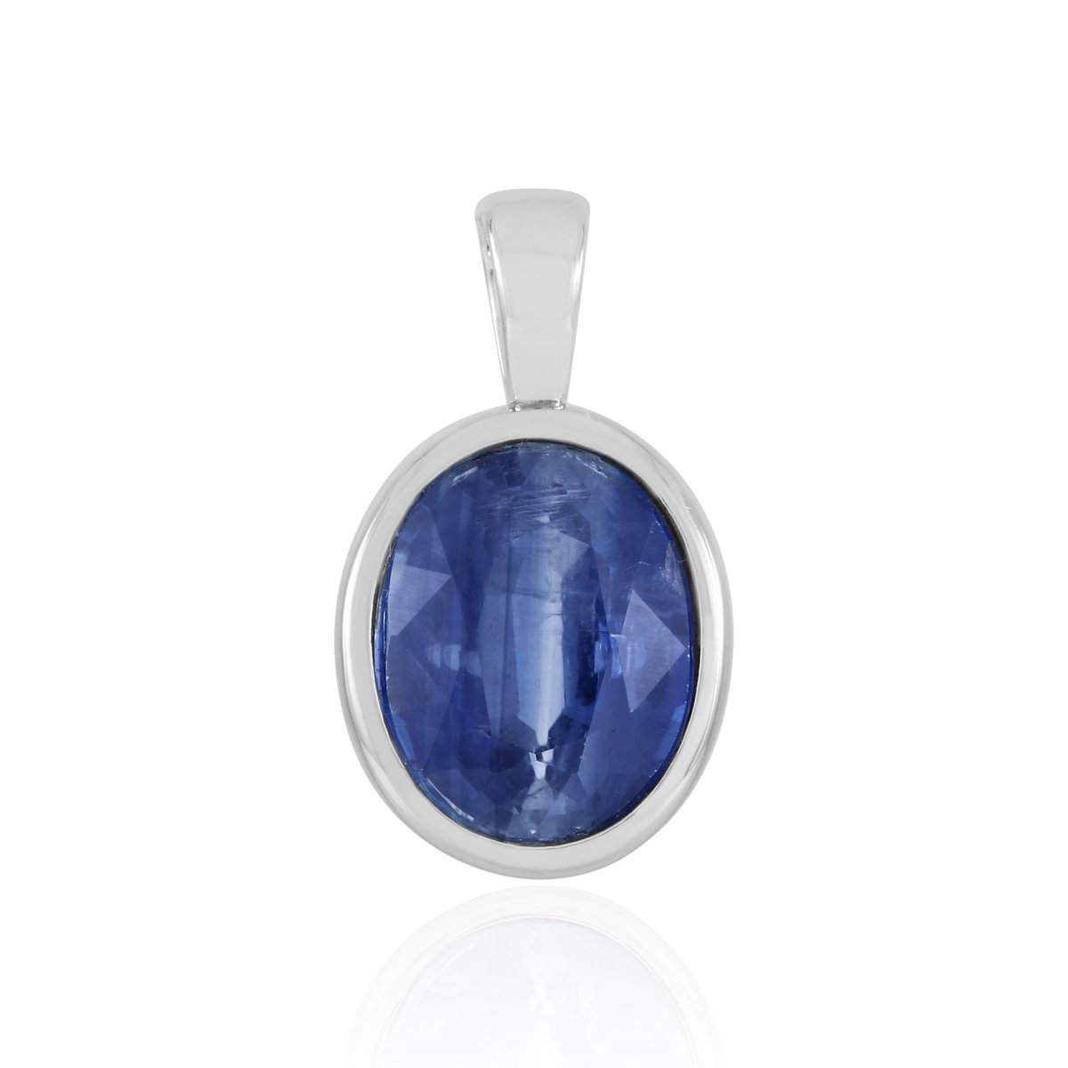 Cavill - Hanger 925 Sterling Zilver met 2,767 ct Ovale Nepalese Kyaniet - Platina Afwerking - Handgemaakt - Elegante Blauwe Edelsteen
