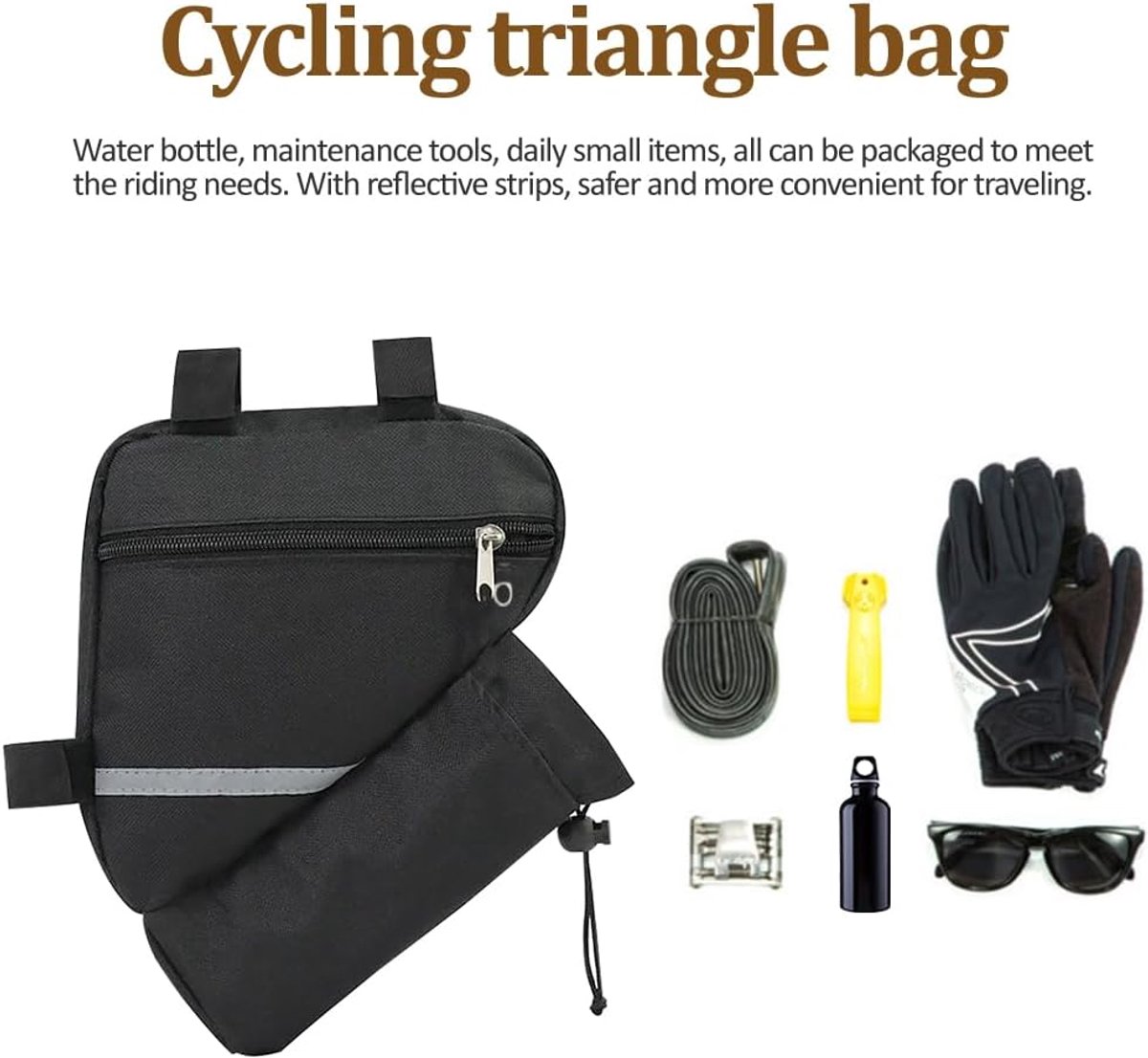 SnelShoppen - Fietsframe Tas 1.5L - Waterdicht voor Mobiele Telefoon, Geld, ID en Reparatieset - Triangular Frame Bag voor Stadsfiets, Trekkingfiets,