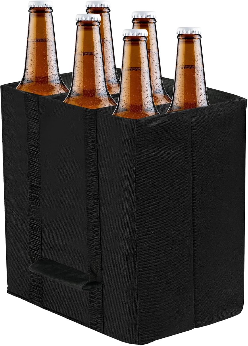 SnelShoppen - HOTUT Flessentas voor 6 Flessen tot 1.5 Liter, Herbruikbare Flessenhouder, Wijn, Bier, Champagne, Oxford Katoen, 27x18x27cm, Perfect voo