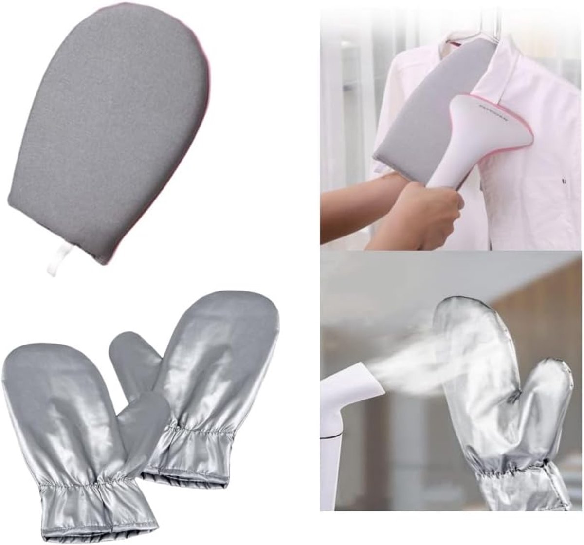 SnelShoppen - Steam Gloves voor Stomen van Kleding, Set van 3, Mini Strijkplank en Hittebestendige Strijkhandschoenen voor Handbescherming, Draagbare